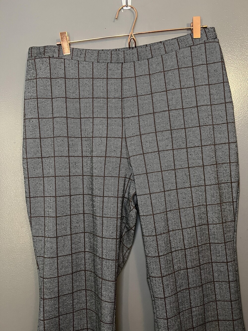 Wild Fable Pants Womens XXL Gray Plaid Windowpane Pull On Stretch Kick Flare
